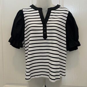 Bailey 44 Black and White Striped Top Sz XL